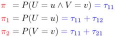 Probability parameters of (u,v)